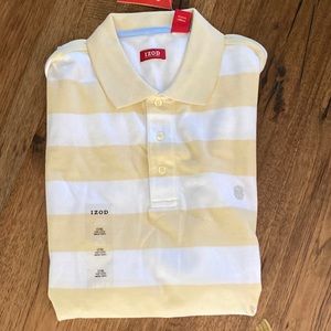Mens large Izod brand polo. Yellow and white stripes